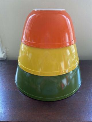 Vintage 3 Piece Set Pyrex By Corning Mixing Bowls