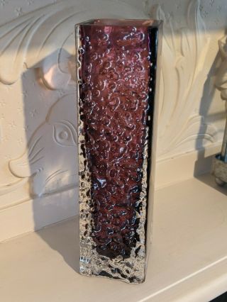 Whitefriars Aubergine Nail Head Textured Vase By Geoffery Baxter