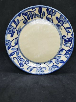 Bbp Beaumont Brothers Pottery 2000 7 " Clay Pottery Salt Glaze Plate Blue Floral