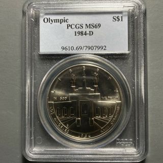 1984 - D $1 Olympic 90 Silver Commemorative Dollar Pcgs Ms69 (57132)