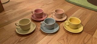 Vintage Fiestaware Teacups And Saucers - 10 Piece Set