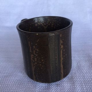 Hand Made Vintage Stoneware Pottery Coffee Mug Cup Brown From 60 