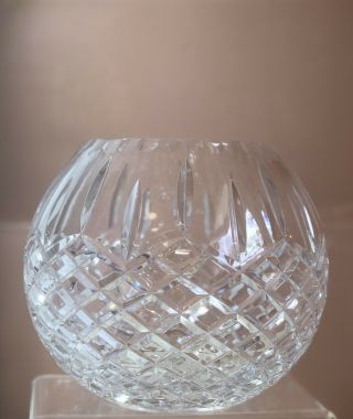 Waterford Maeve Clear Cut Crystal Rose Bowl Criss - Cross Vertical Cuts