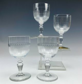 Set 4 Signed Baccarat France French Crystal Renaissance 5 3/4 " Glass Goblets 007