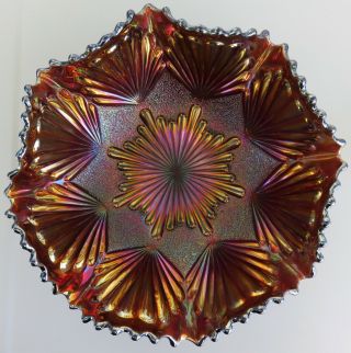 Shell And Sand Purple Carnival Glass Ruffled 7.  5 " Bowl By Imperial Glass C.  1910