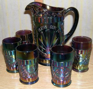 Westmoreland In God We Trust/god Bless Our Home Water Set Pitcher W/5 Glasses