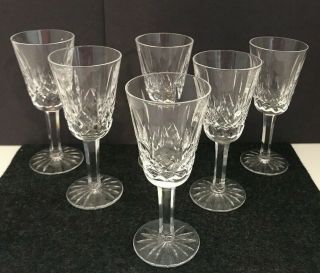Set Of 6 Waterford Lismore Signed Crystal Sherry 5 1/8 " Port Glasses