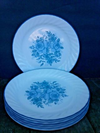 Set Of 8 Corelle Corning Ware Blue Velvet Luncheon Salad Plates 9 "