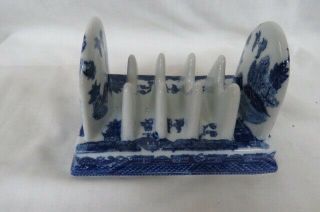 Blue Willow Vintage Ceramic Toast Rack Or Letter Holder Blue & White