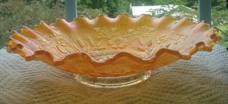 Stunning Carnival Glass Northwood Marigold Good Luck Bowl Pie Crust Edge Signed 3