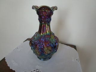 Vintage Imperial Art Glass Vase Longanberry Grapes Carnival Iridescent