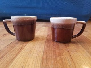 Mccoy Pottery Brown Drip Glazed Mcm Vintage Coffee Mug Cup Usa Set Of 2 D Handle