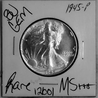 1945 Gem Walking Liberty Silver Half Dollar Bu Ms,  Unc Coin 121001
