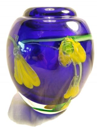 Fratelli Toso Italian Art Glass Vase With Vine Flowers Very Thick & Heavy