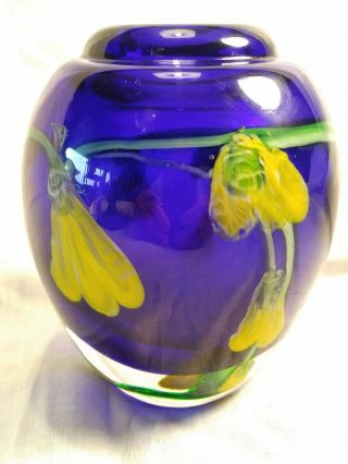 Fratelli Toso Italian Art Glass Vase With Vine Flowers Very Thick & Heavy 2