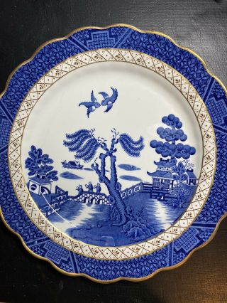 Booths Real Old Willow A8025 Blue Dinner Plate Made In England With Gold Trim