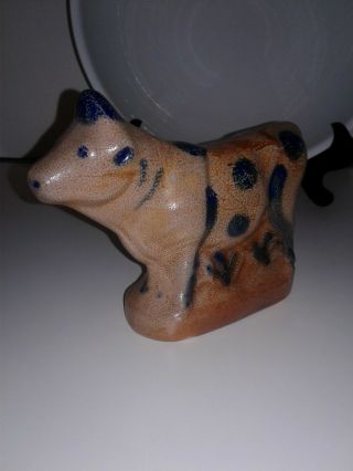 Salt Glazed Pottery Cow Bbp Beaumont Brothers Pottery Cow Statue Blue Brown