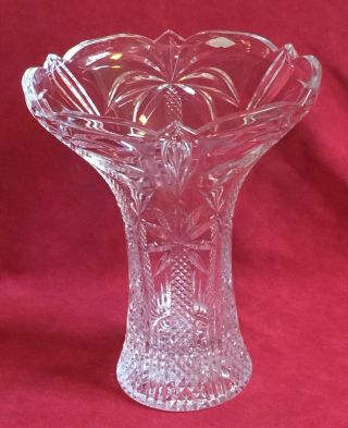 Shannon 24 Lead Cut Crystal Glass South Beach Palm Tree Design Flower Vase 12 "