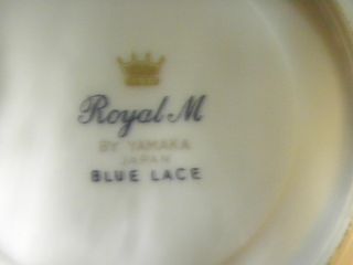 4 piece setting Royal M Yamaka Japan Blue Lace roses platinum plate bowl cup 3