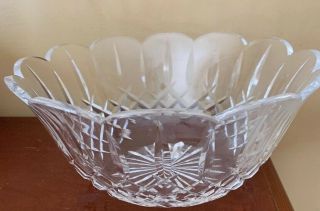 Lismore By Waterford Crystal Cut Glass Scalloped Round Bowl 9 1/4 "