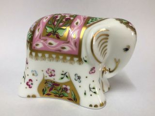 Royal Crown Derby Baby Indian Elephant Paperweight Gold Button 22ct Gold Gilding