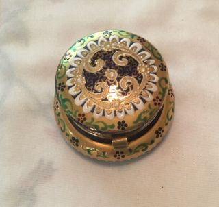 Victorian Moser Gold & Enamel Paint Cobalt 2” Covered Dresser Jar