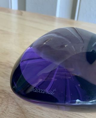 3” Baccarat Purple Crystal Puffed Heart Paperweight No Box 3