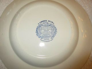 Liberty Blue Independence Hall 9 1/2 " Dinner Plates Staffordshire - Set Of 6