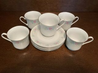 China Garden Prestige Cup Jian Shiang Set Of 5 Teacups & Saucers