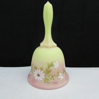 Fenton Burmese Louise Piper Daisies Hand Painted Bell 7/29/83 W211