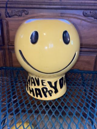 Vtg 70’s Mccoy Smiley Face “have A Happy Day” Cookie Jar