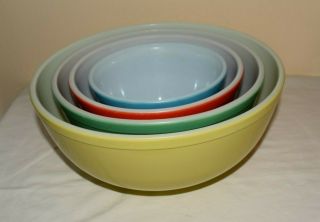 Pyrex Primary Colors Full Set Of 4 Mixing Bowls 401 402 403 404 - 3 No Numbers