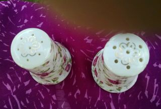 Vintage Lefton China Pink Rose Chintz Salt and Pepper Shakers Set of Two 665R 2