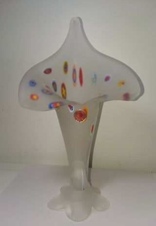 Vintage Italian Murano Millefiori Horn Of Plenty Glass Vase - Large 9 " X 5.  5 "