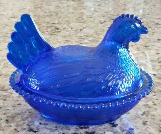 Cobalt Blue Indiana Glass Hen On Nest 2