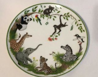 Vintage 1988 Lynn Chase Jungle Party African Baby Animals 8.  5” Dinner Plate