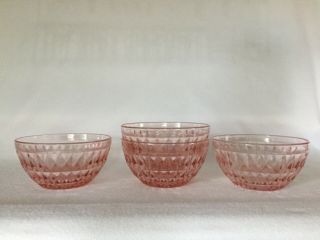 4 Jeannette Pink Windsor Diamond Depression Glass Deep Cereal Bowls