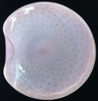 Mcm Murano Art Glass Pink Gold Controlled Bubble 11 " Centerpiece Bowl Barbini