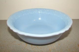 Mckee Laurel Delphite Poudre Blue Depression Glass 3 Footed Bowl