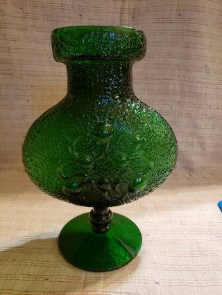 Vintage Blenko Art Glass Vase Green Wayne Husted Stelvia Mid Century Mcm