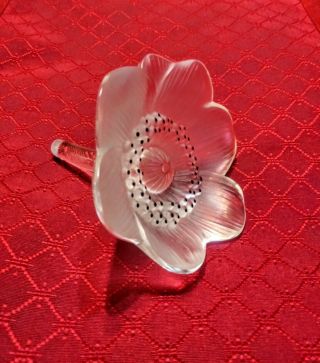 Elegant Lalique France Clear Frosted Crystal Anemone Flower Sculpture With Stem