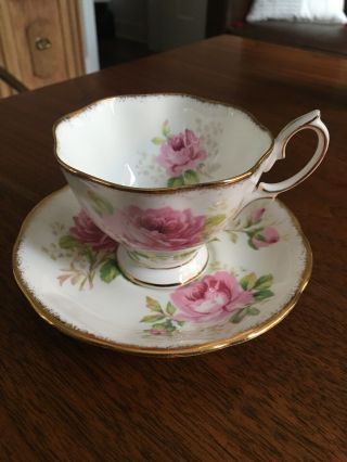 Vintage Teacup And Saucer American Beauty Pattern By Royal Albert
