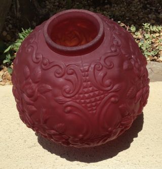 Fine Vintage Fenton Ruby Red Puffy Shade For Gwtw Lamp / Roses