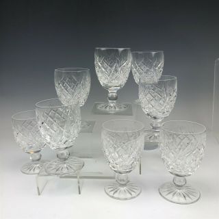 Set 8 Signed Waterford Deep Cut Irish Crystal Donegal Pattern Water Goblets Wsc