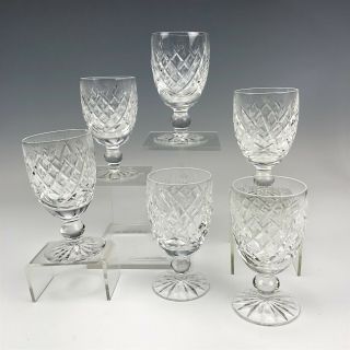 Set 6 Waterford Deep Cut Irish Crystal Donegal Pattern Claret Wine Glasses Wsc