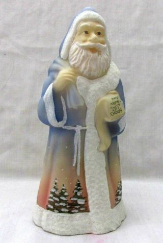 Limited Ed Hand Painted Signed Northern Lights Olde World Fenton Santa With List