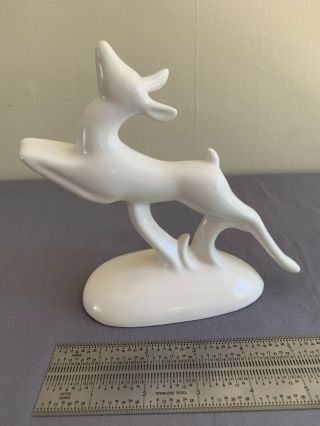 Vintage Roselane Pasadena California Art Pottery White Deer Figurine Mcm No Mark