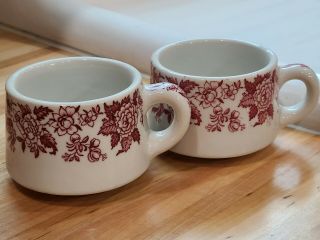 Two Jackson China,  Vintage Restaurant Ware,  Coffee Cups,  Red Floral Design