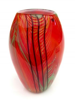 20th Century Murano Art Glass Multi Coloured Freeform Studio Vase & Label