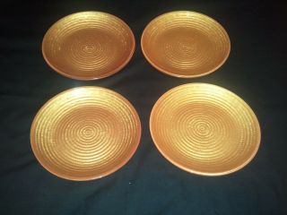 Set Of 4 Bright Orange Tangerine 7.  5 " Plates -